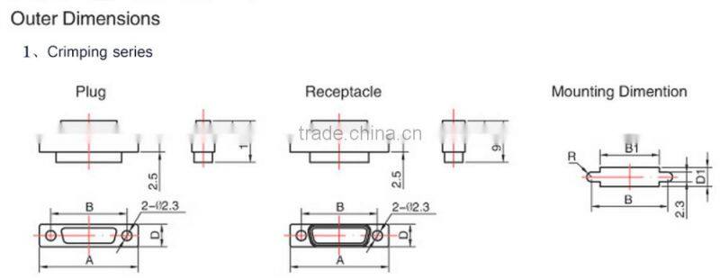 J30J series 51 pins rectangular connectors