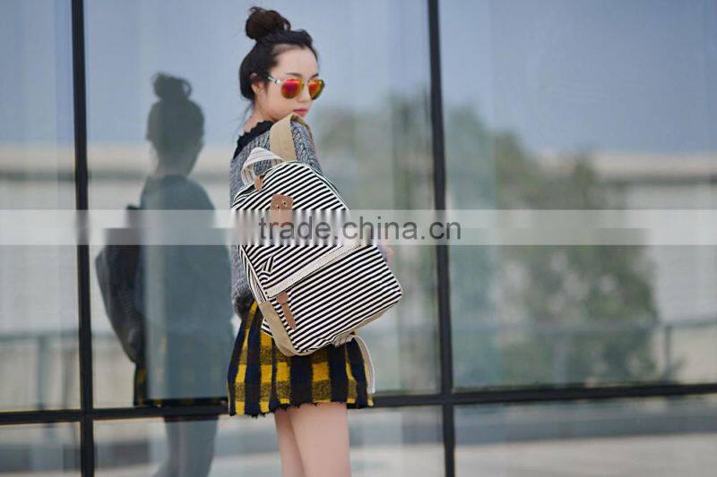 2016 new koeran fashion canvas streak backpack teenage backpack