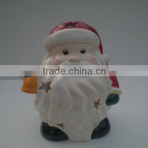 christmas santas shape ceramic christmas candle holder