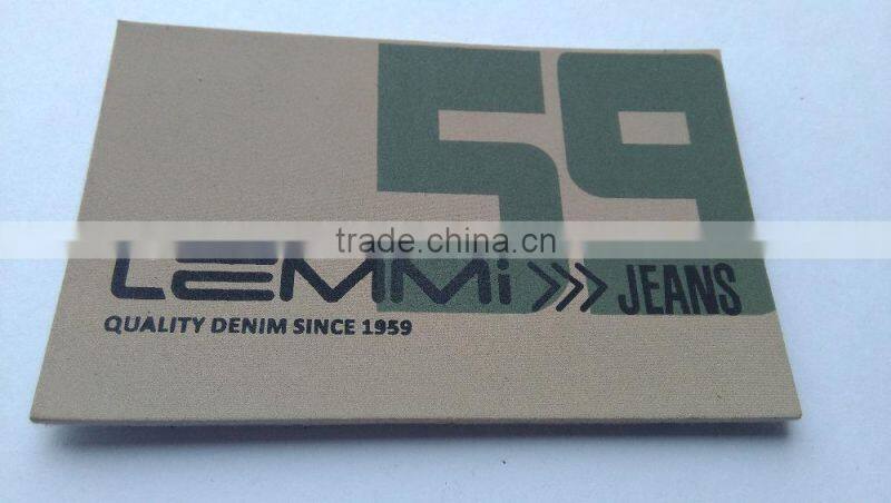 Custom printed white fake leather patch