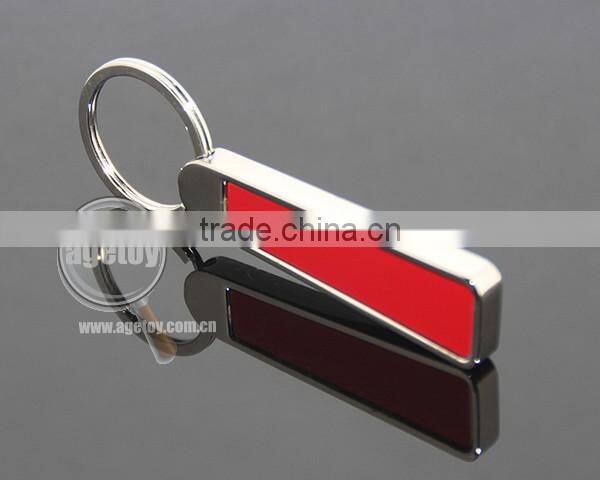 Promotional Trapezoid Stainless Steel Keyring Zinc Alloy Silver Plated Highly Polished Metal Blank Key Ring