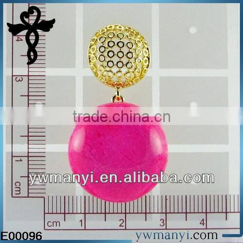 2014 new fashion ladies stud designs k gold rhinestones color gemstone pearl earrings in zinc alloy jewelry E00096