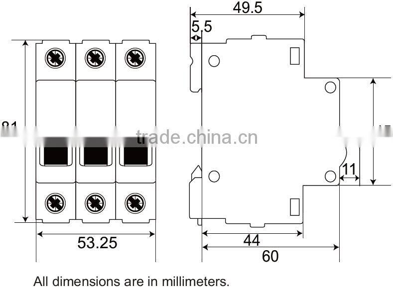 DZ47-100 Series Miniature Circuit breaker electric 3 pole mcb