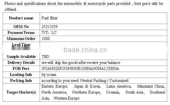 High quality fuel filter for Opel corsa OEM No 25313359