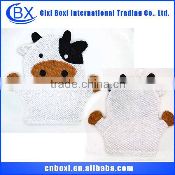 2015 Brand new custom polyester/nylon baby bath glove,hot water gloves