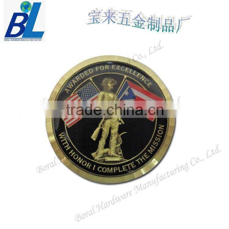 Custom petal edge jelly paint bronze star challenge coin