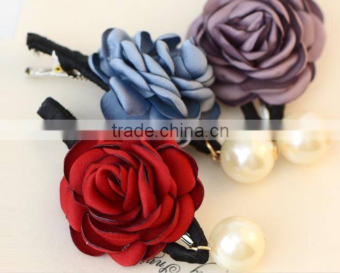 ladies fancy flower pearls hair grip hair clip bulk hair accessory for sale