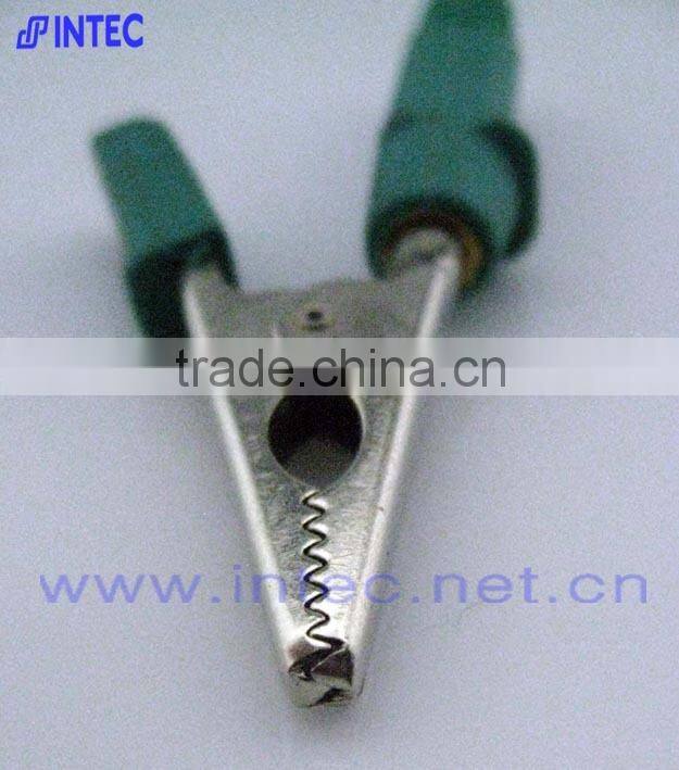 Jumper Wires Alligator Crocodile Roach Test Clip Plastic Handles Crocodile clips 55mm green color I00154