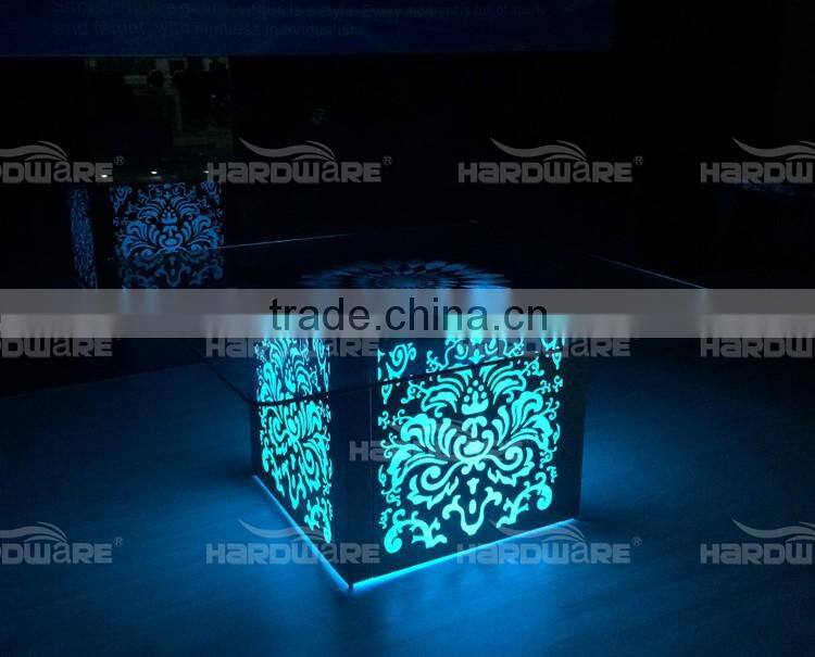 luxury hotel chair set / modern hotel LED square dining table