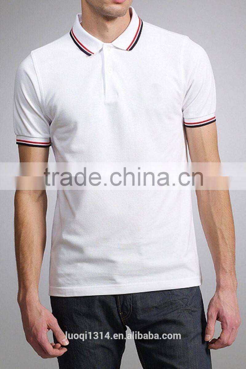 Men's Polo Sport White Red Black Stripe Collar Solid Polo Shirts