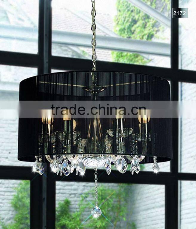 White and black lampshade Modern crystal chandelier lighting