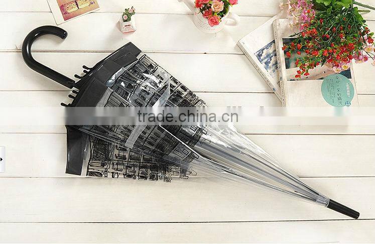 23inch full zebra-stripe printed safty transparent umbrella
