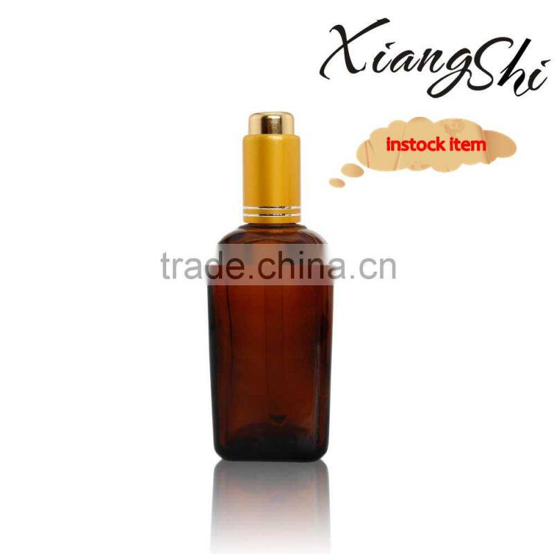 100ml square amber glass essential oil bottles with press dropper