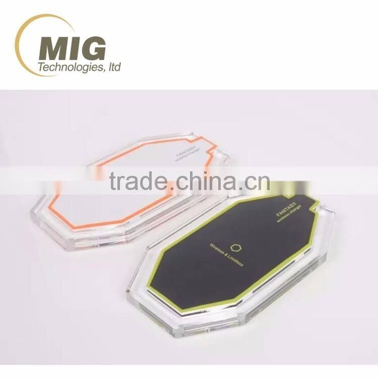 High quality wireless charger for samsung galaxy s6 s6 edge note 5 transparent wireless charging pad with 3 coils