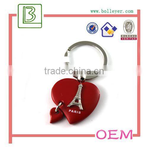 heart shape eiffel tower metal keychain