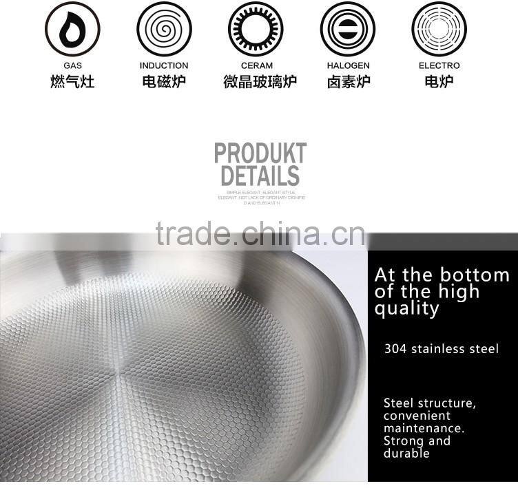Allnice good quality honeycomb design single handle stainless steel nonstick pan/skilletwith lid for kitchen