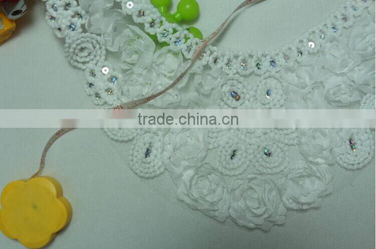 Chiffon Sequin Lace Fabric Mesh Embroidered U-shape Lace Collar