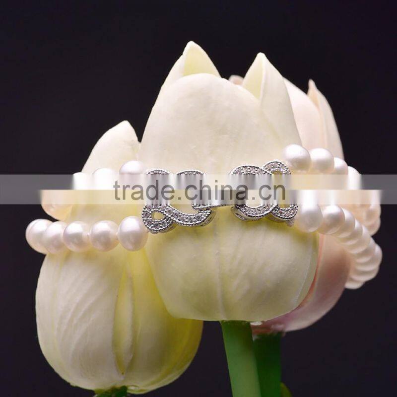 Fashion Elegant fresh water white color real pearl bracelets for women