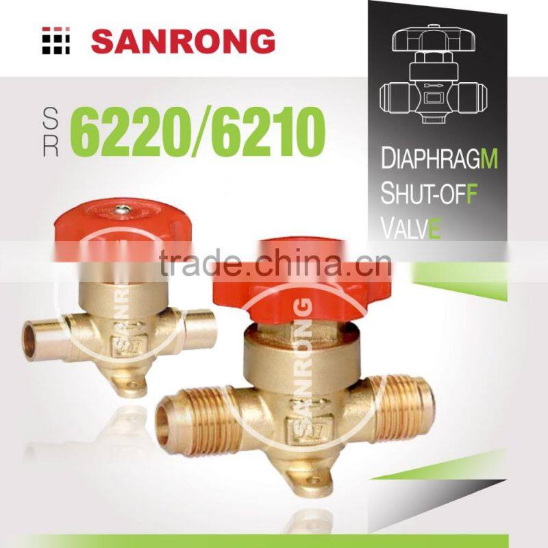 SR 6420 ODF Solder Welded Shut Off Valve for Refrigeration, 6410 Brass Manual SAE Threaded Shut Off Valve for Air Conditioning