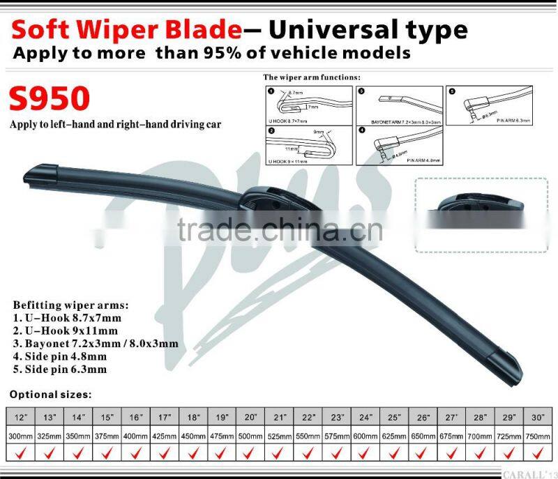 Automobiles & Motorcycles Accessories Flat Windshield Wiper Blade S950