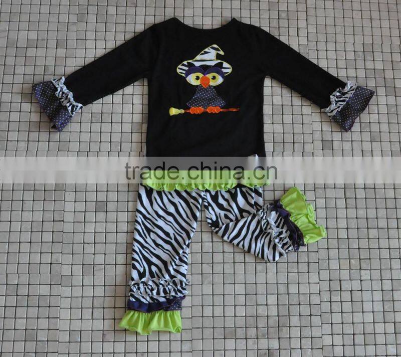 2016 latest design infant floral pumpkin cat halloween clothing