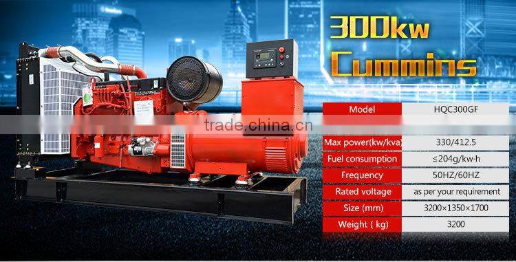 1.5% off promotion generator diesel open type 300kw generator electric powered by cummins engine
