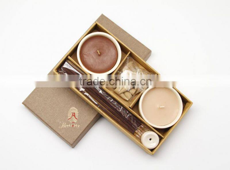Holiday scented candle set with ceramic bowl