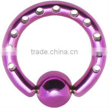 10 Gauge INDUSTRIAL PUNCHED Electric purple TITANIUM BCR Body Jewelry