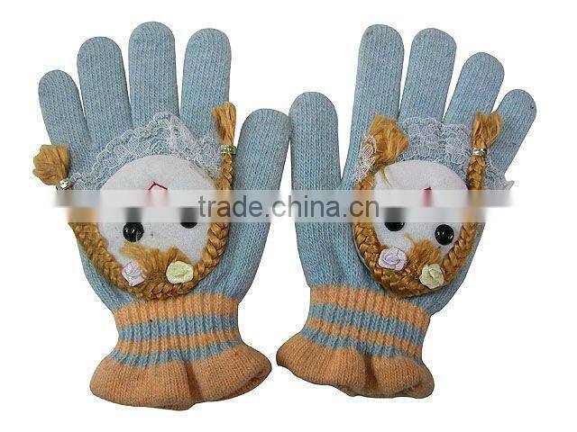 100% acrylic knitted flat embroidery magic glove