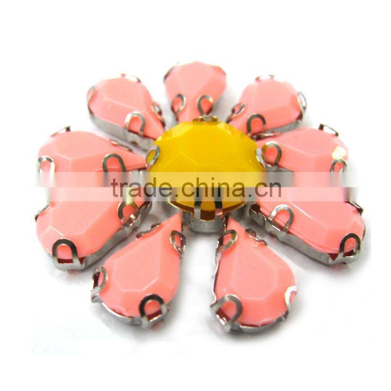 floral acrylic claw stone garment apparal accessroies jeweled chunky beads round embellished woman clothing