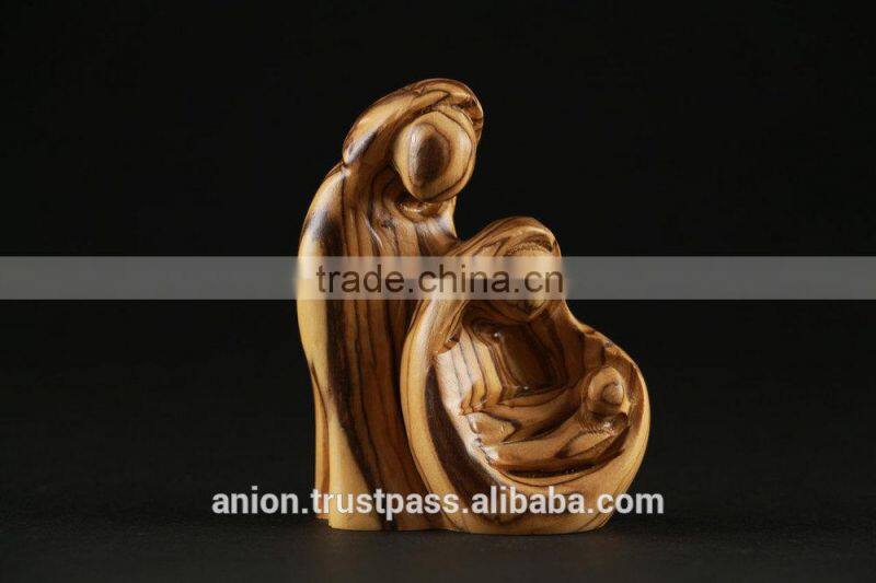 Olive Wood Composition Carved Holy Family Small Size
