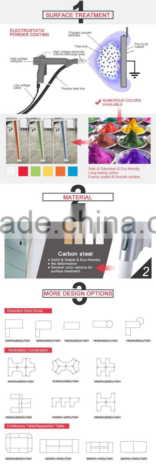best selling high quality folding office table with steel frame