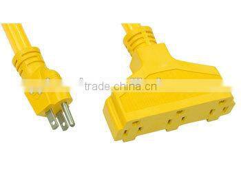 Extreme weather resistant triple tap American outdoor Extension cord with light indicate