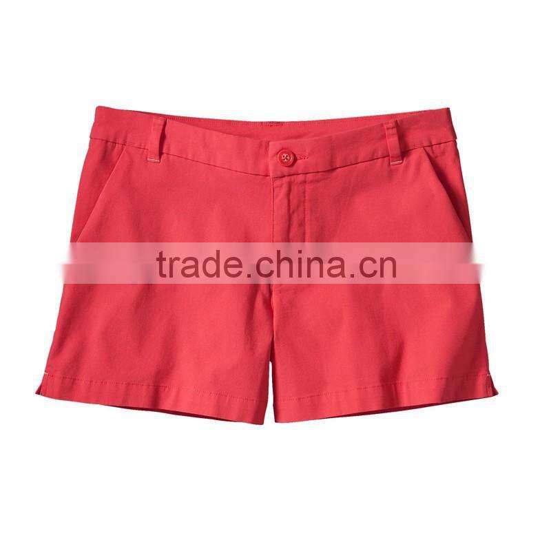 2016 Manufucture Custom Woman Shorts Chino-style Stretch All-wear Shorts With Soild Color