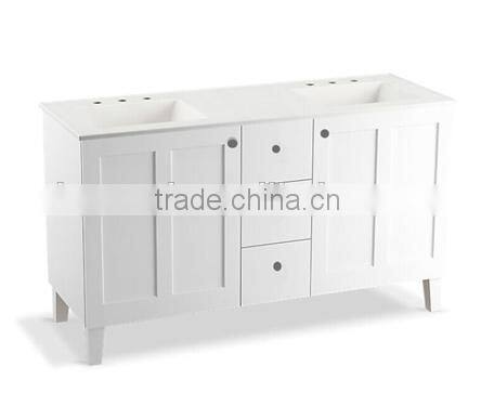 60" transitional wooden free standing bathroom vantiy cabinet