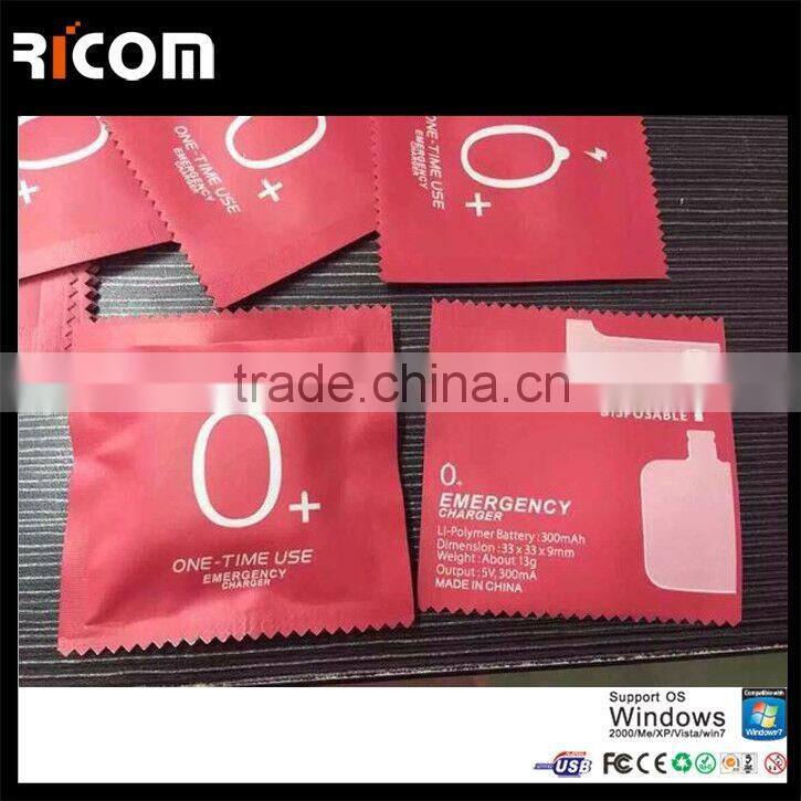 2016 One Time USE Dispostable Phone Charger Power Bank Wholesale