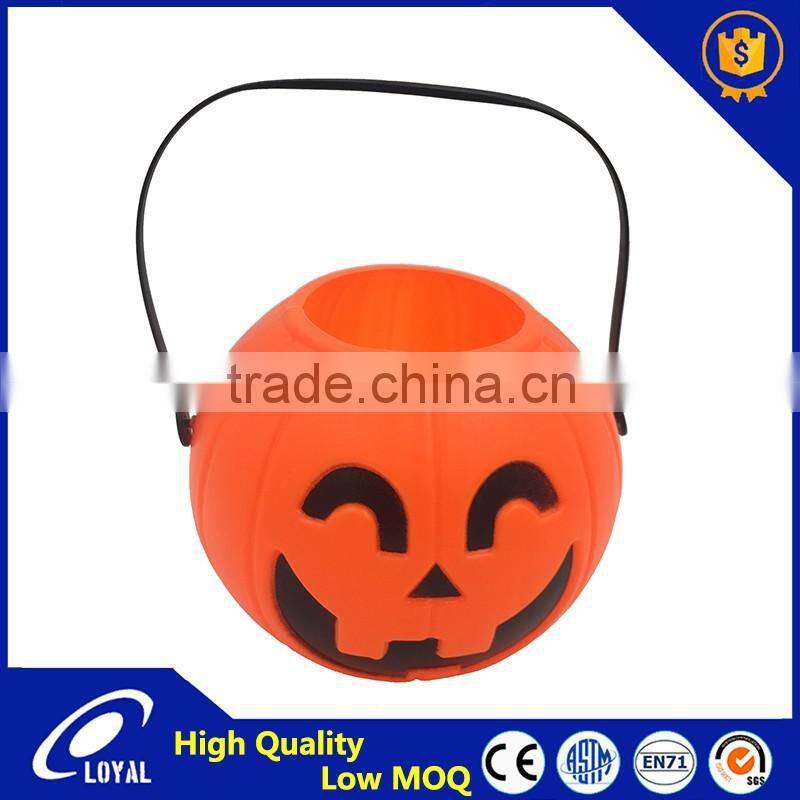 Hot Sell Smiling Face Plastic Halloween Pumpkin Buckets High Quality Candy Pails Prop For Party