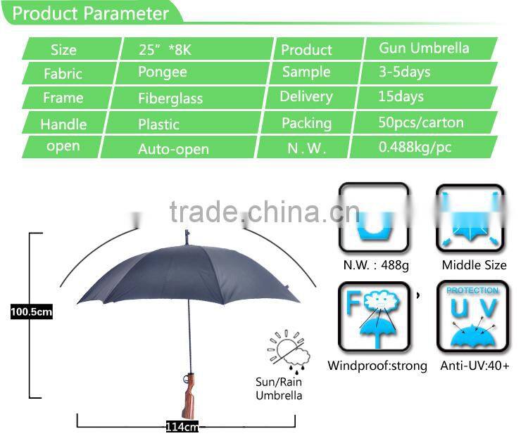 High Quality Windproof Promotional Gun Umbrella