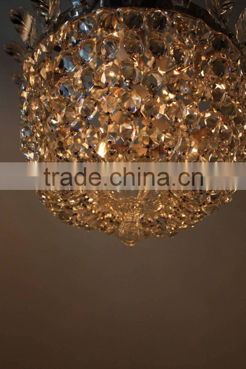 530-5 Mid-Century Crystal Chandelier