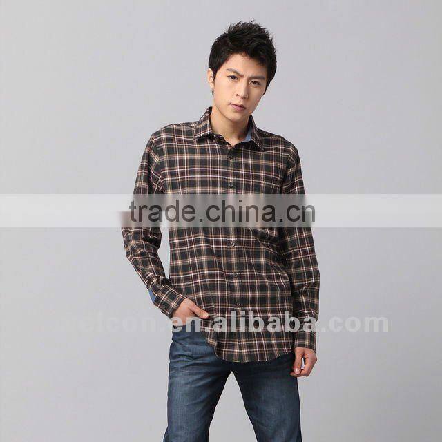 Latest men's 100% cotton long sleeve fashion casual classic colour plaid flannel shirts