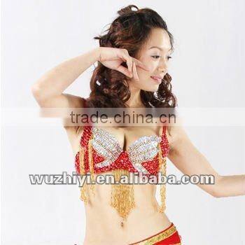 2012 new hot fashion professional belly dance accessories,sexy sequin tassels blue belly dance bra tops (202#)