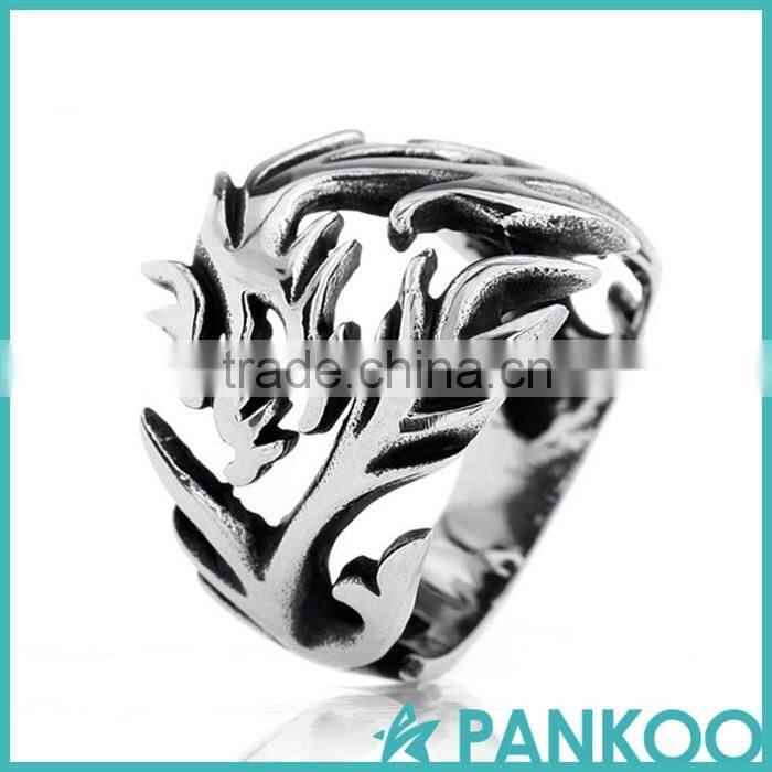 2016 NEW Men's Punk Tai silver Ring Band Silver Skull Head Bone Gothic Fshion Unique men's ring