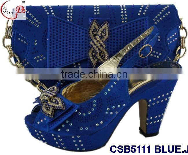 high rough heals shoes and bag match set with stones famous in European style for young lady for wedding /party