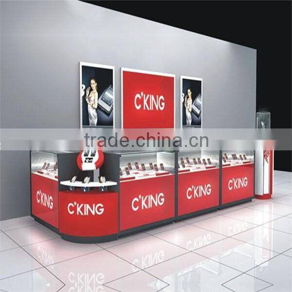 wooden glass mobile phone display cabinet