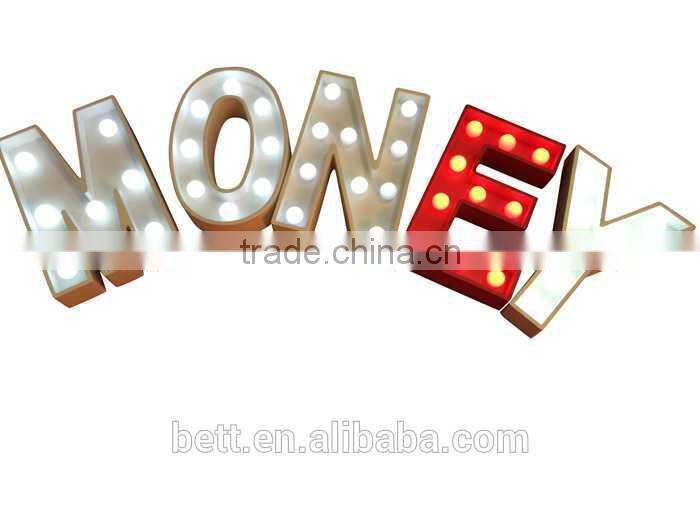 direct manufacture of illuminated vintage letter light with battery power for room decoration