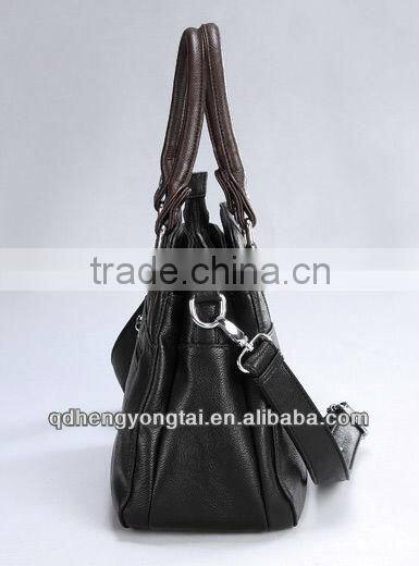 2016 most fashionable trend classic black handbag, unisex genuine leather bag