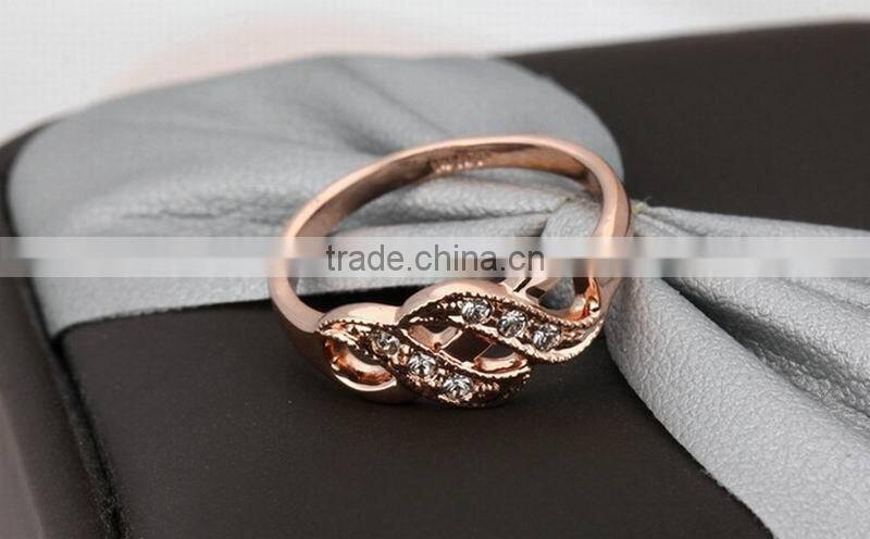 Fashion Hollow Spiral Micro Pave Simple Ring Rose Gold Plated Wide Rings For Women