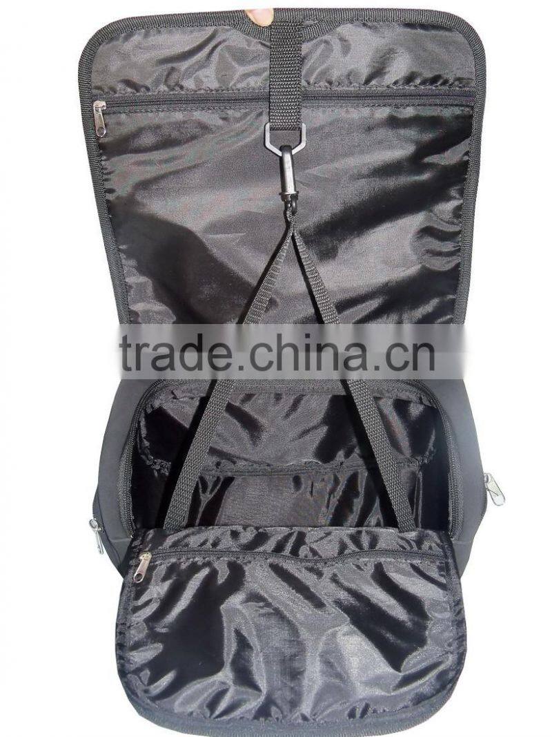 2016 latest America style PU leather polyester fashional travel wash bag toiletry bag for unisex