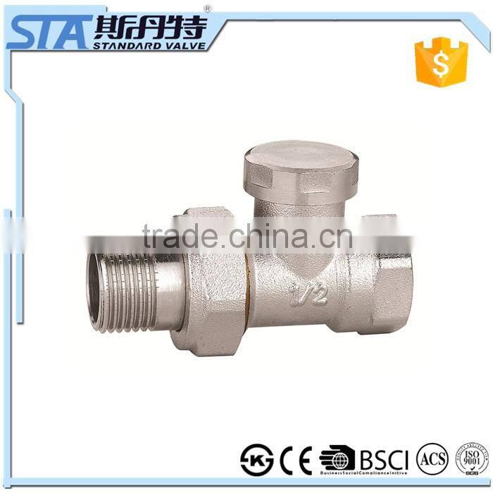 ART.5047 Competitive Price Copper China Supplier Forged Nickel Plated Brass Male Threaded Angle Radiator Valve With Brass Handle