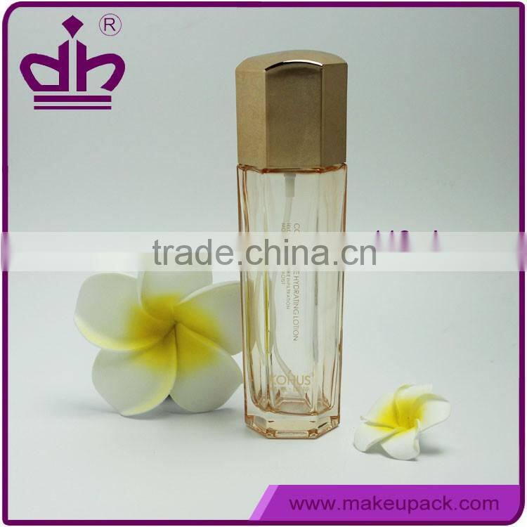New design empty cosmetic hexagon bottle 110ml for skin moisturizer
